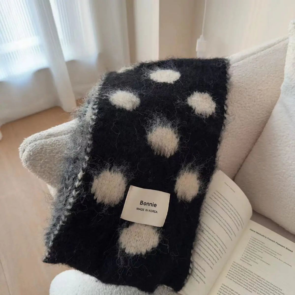 Polka Dot Fuzzy Scarf