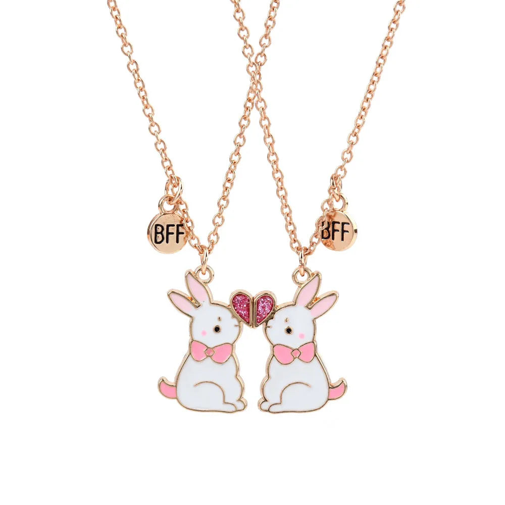 White Bunny Friendship Necklace Set - Ice Cream Cake