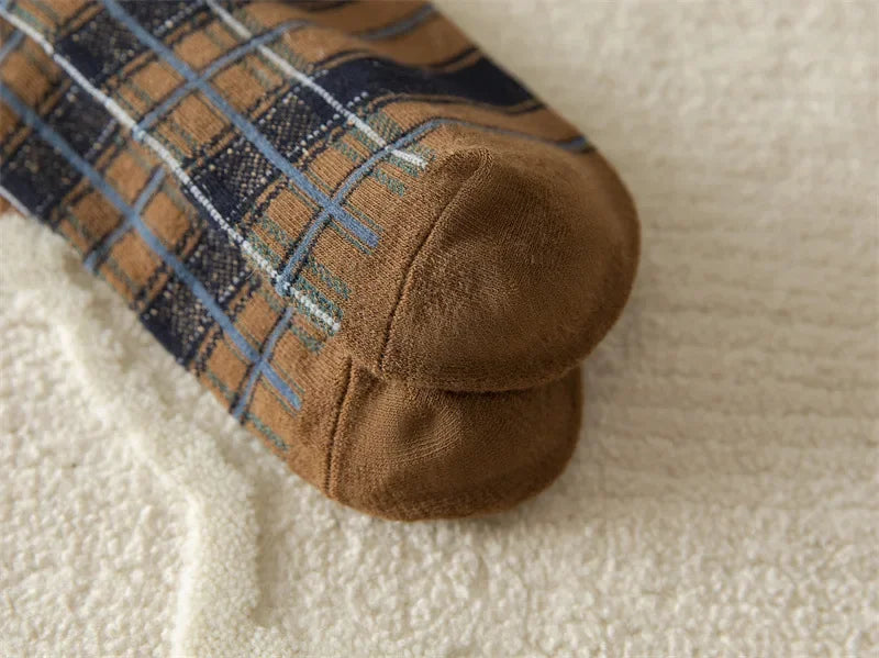 Plaid Long Socks Stocking Women Stockings Harajuku Retro Vintage JK School Girls Cotton Knee Socks Women Stockings College Style - Ice Cream Cake