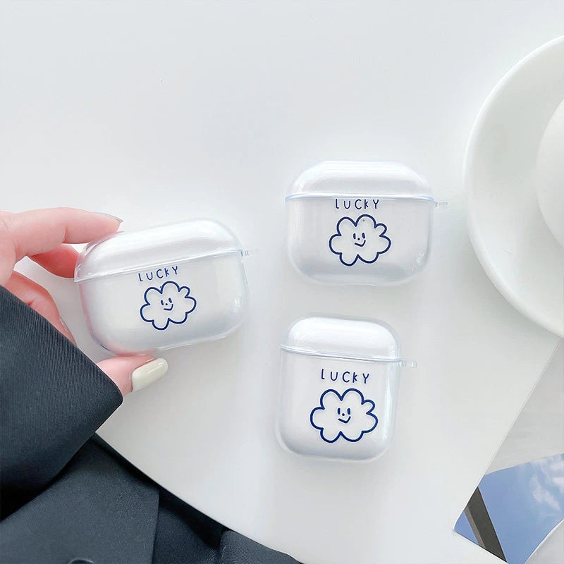 Ins Simple Lucky Cloud Soft Clear TPU Wireless Earphone Case For Apple AirPods 4 1 Pro 3 2 Generation Protective Silicone Cover - Ice Cream Cake