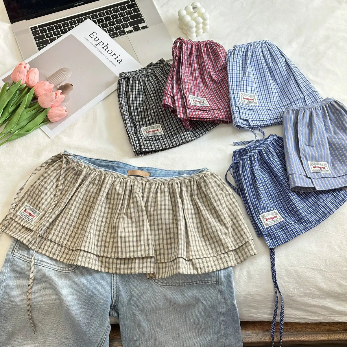 Mini Layered Gingham Wrap Skirt - Ice Cream Cake