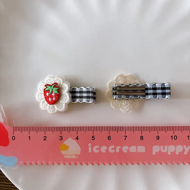 Cottagecore Fruit and Star Hair Clip Set - Ice Cream Cake