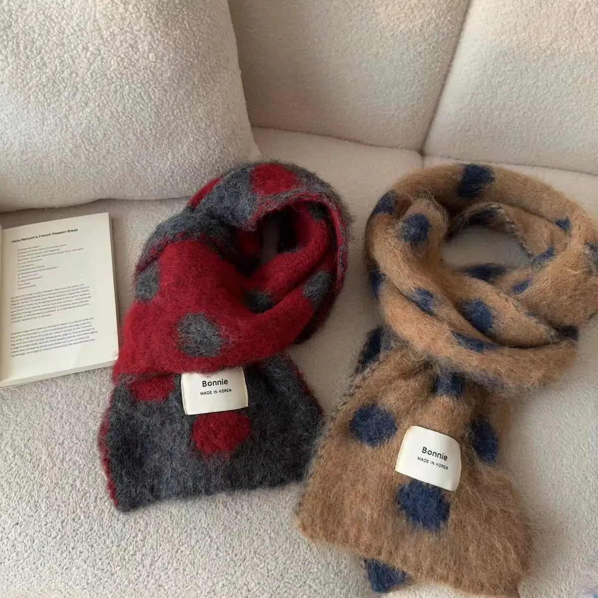 Polka Dot Fuzzy Scarf