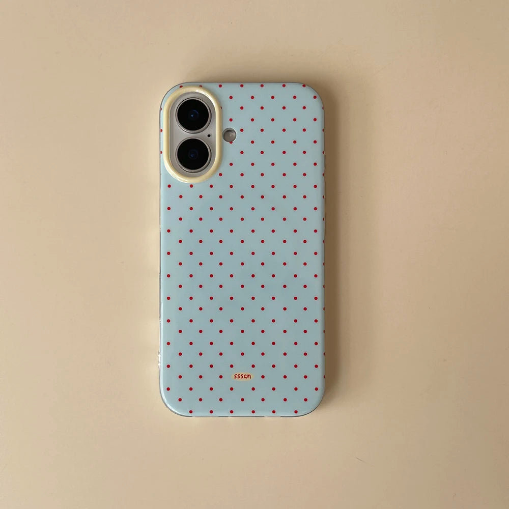 3D Polka Dot Cute Tomato Magnetic Grip Tok Phone Stand Holder Phone Case for iPhone 16 15 13 17 Pro Max For Magsafe Back Cover - Ice Cream Cake