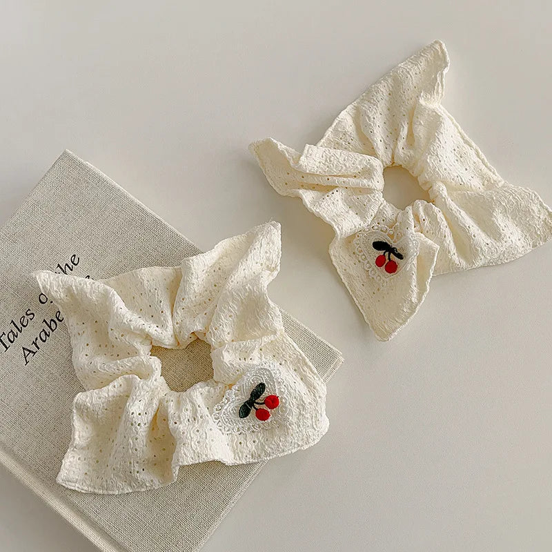 Lace Doily Style Cherry Detail Scrunchie