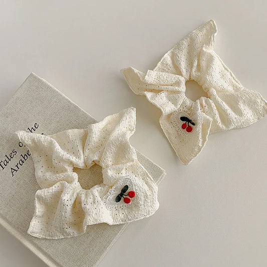 Lace Doily Style Cherry Detail Scrunchie