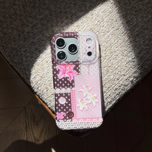 Patchwork Pink Lily iPhone Case