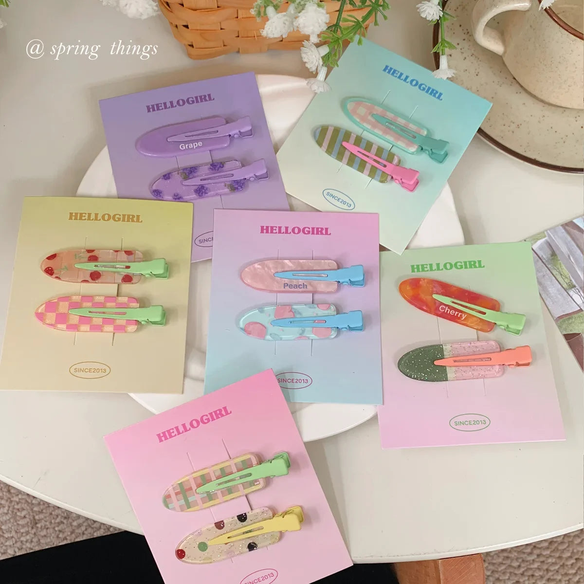 2/4pcs Candy Fruit Colors Hair Clips for Girl Summer Hairpins No Crease Acrylic Barrettes Hair Side Clamp Women Hair Accessories - Ice Cream Cake