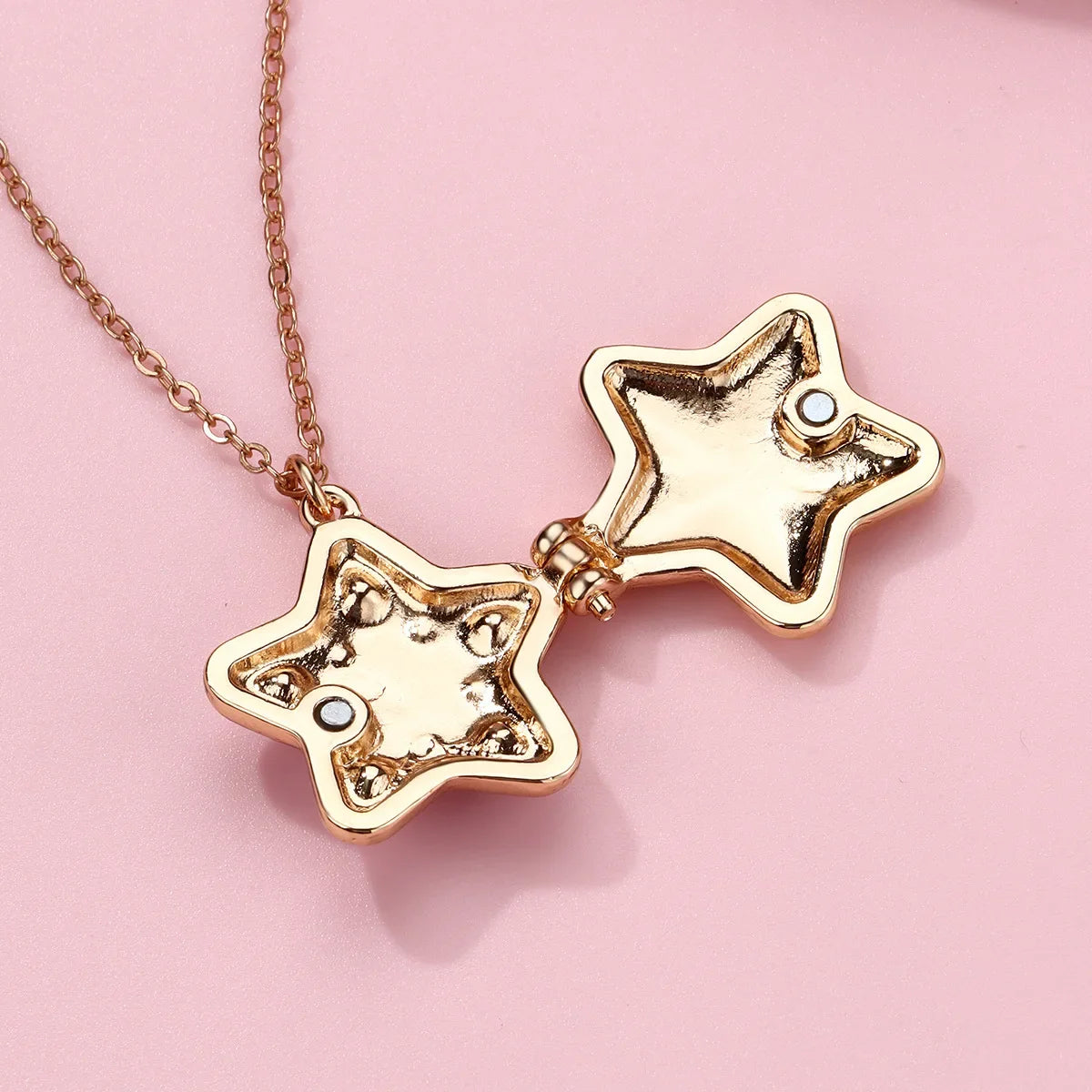 LATS Stars Lockets Pendant Necklace for Women Gold Color Photo Box Charm Necklaces Personality Jewelry Couple Gift - Ice Cream Cake