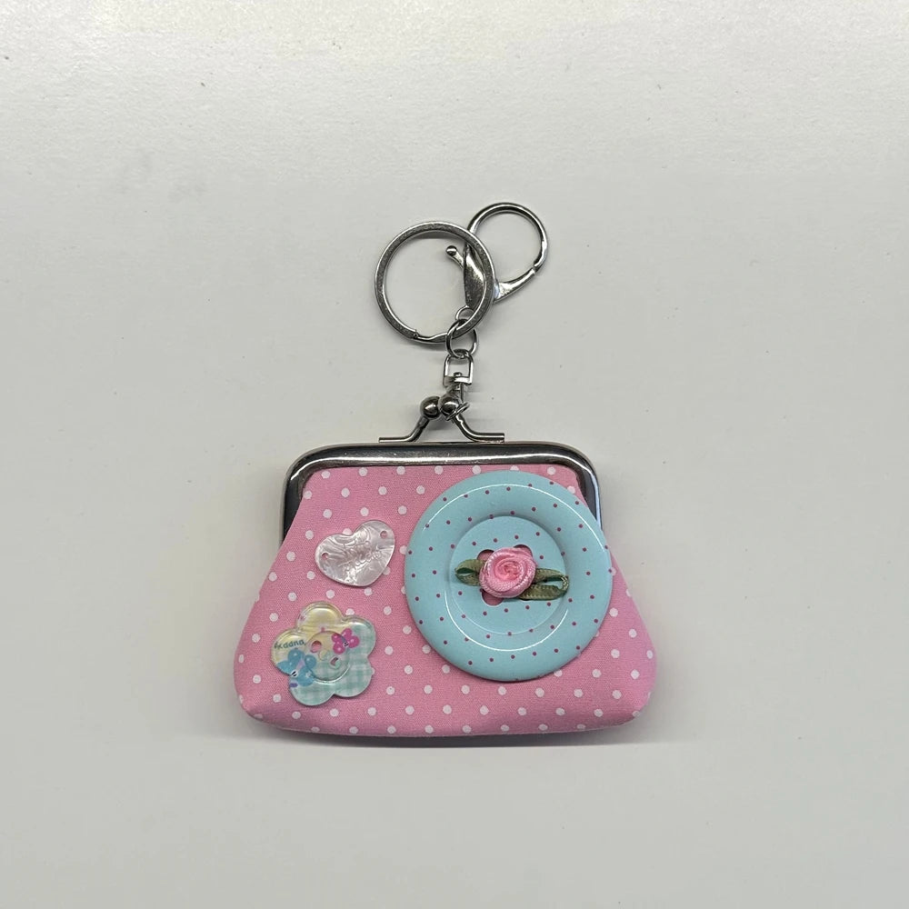 Cute Y2k Coin Purses Lady Small Wallet Wave Dot Handmade Lace Showa Rose Vintage Bag Hanging Pendant Earphone Bag Wallet - Ice Cream Cake