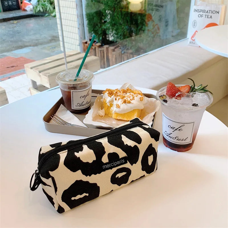 Korean Fashion Plaid Travel Makeup Kits Cosmetic Storage Bag Women Handbags Wallet Organizer Cute School Pencil Cases Pouch Bags - Ice Cream Cake
