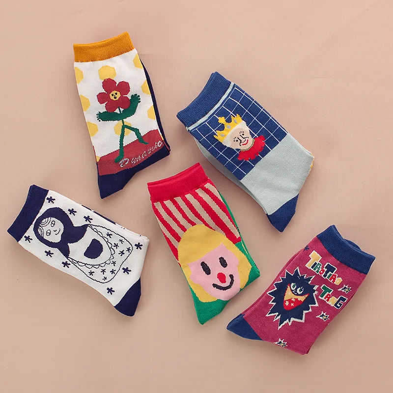European and American fashion cartoon women socks funny Cartoon pop candy cute socks cotton for ladies 419 - Ice Cream Cake