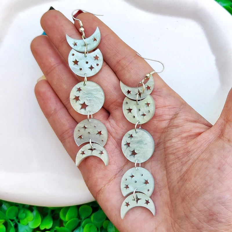 Moon Phases Drop Earrings