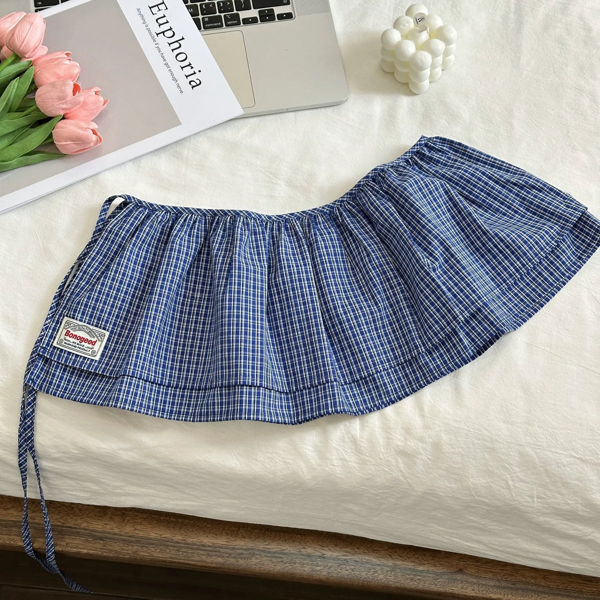 Mini Layered Gingham Wrap Skirt - Ice Cream Cake