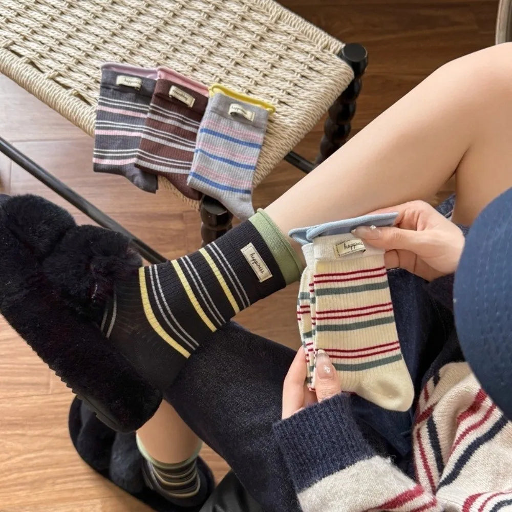 Pastel Stripe Crew Socks