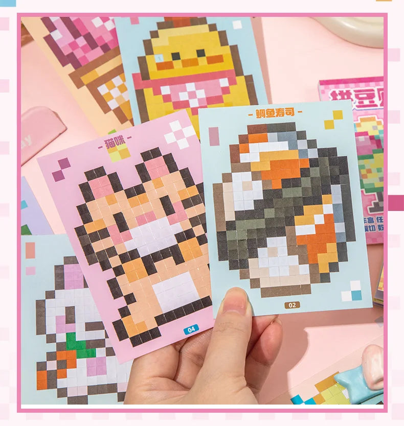Colour By Numbers Pixel Sticker Book (4 Designs) - Ice Cream Cake