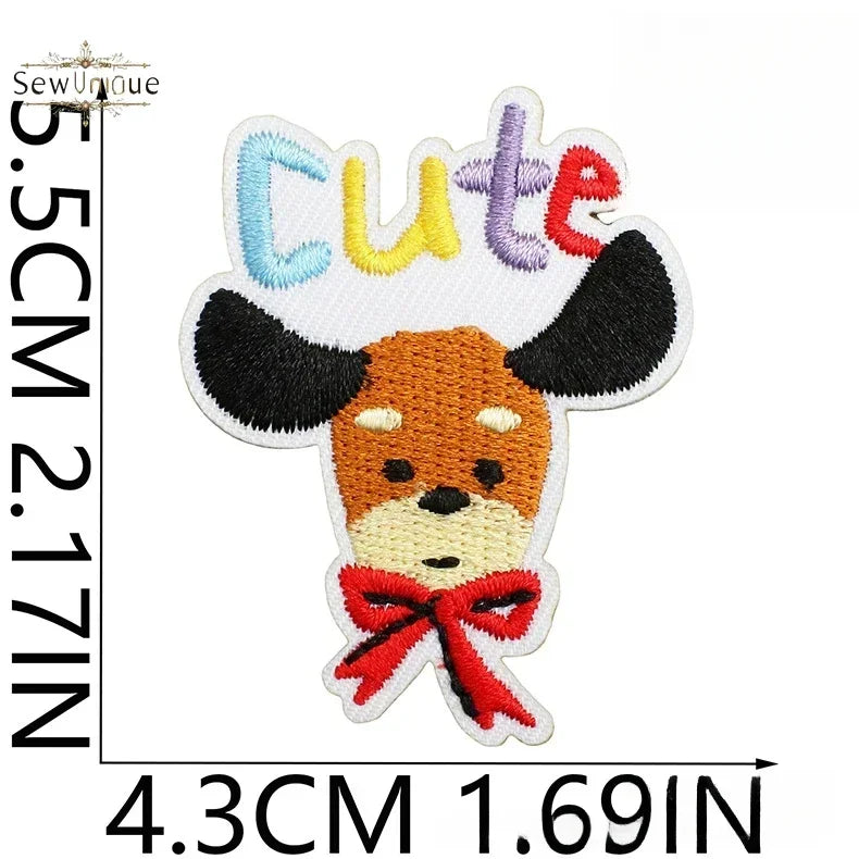Korean Cute Dachshund Dog Embroidery Cloth Sticker DIY Bag Dress Up Puppy Patch Ironing DIY Apparel Sewing Supplies - Ice Cream Cake