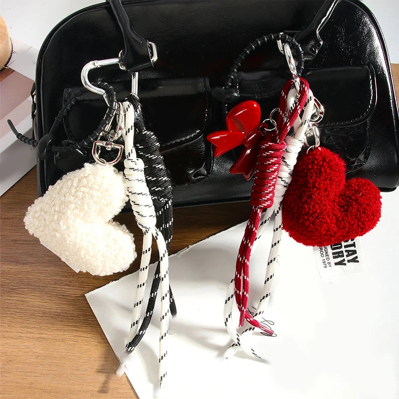 Fluffy Heart Clip-On Bag Charm