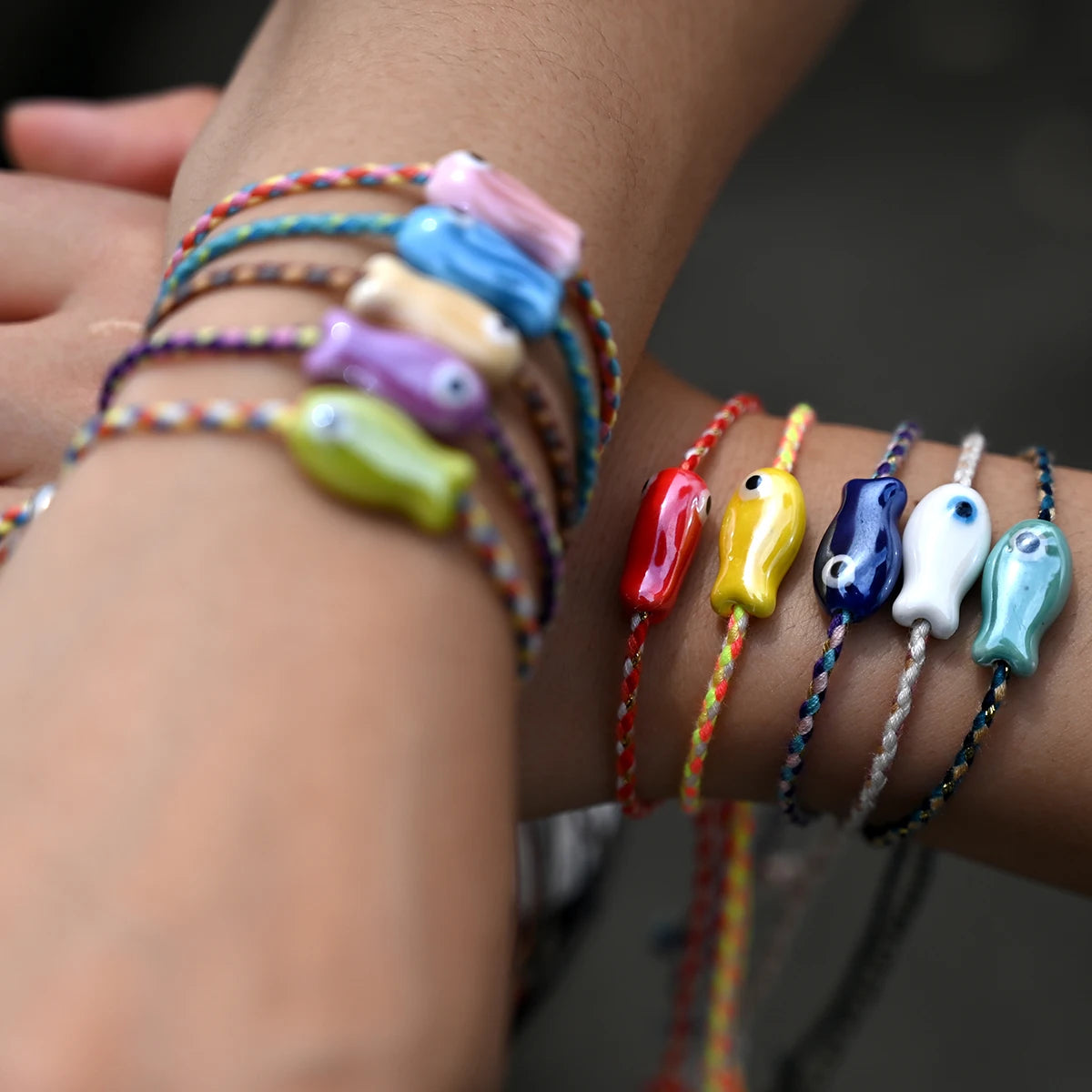 Fish Charm Friendship Bracelet Set (Set of 10)