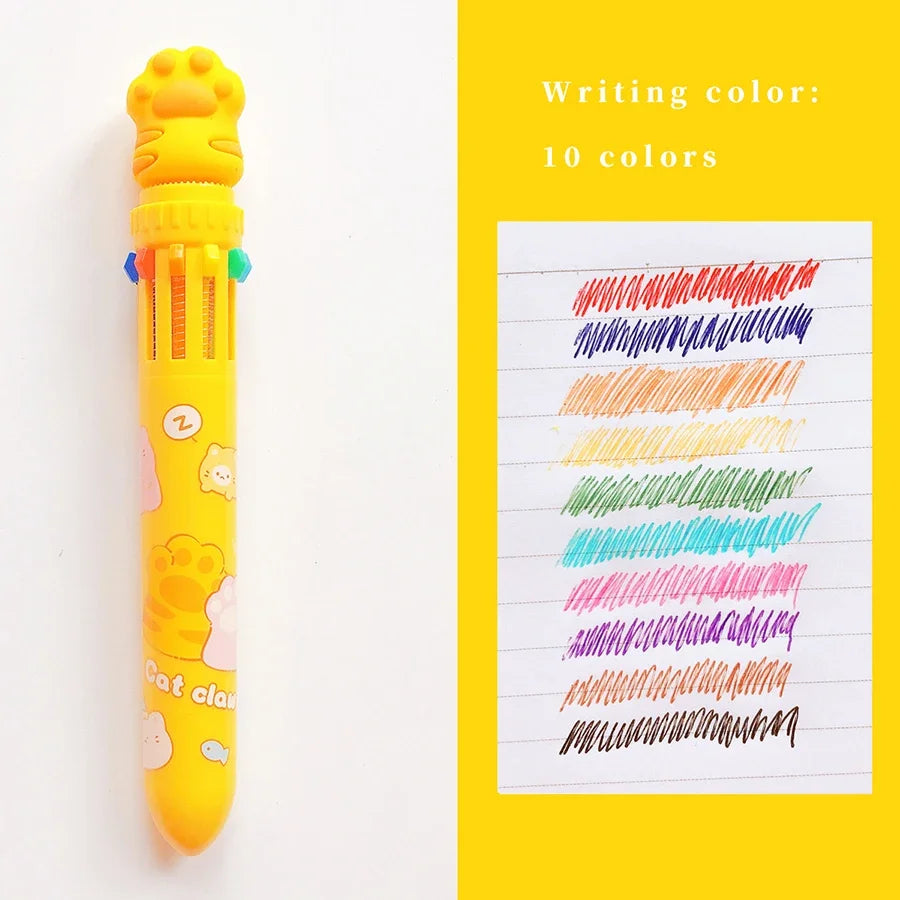 Cat Paw 10 Colours Ballpoint Pen - Ice Cream Cake