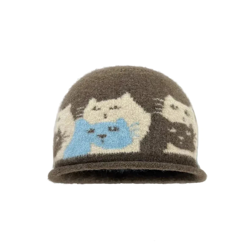 Knitted Cat Friends Beanie Hat