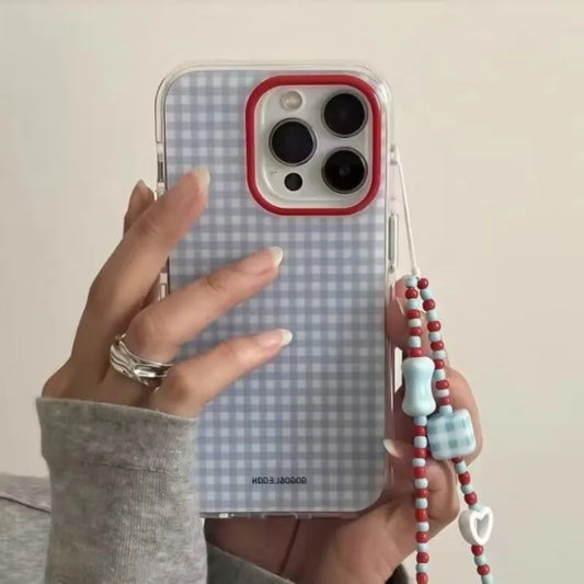 Gingham Check iPhone Case with Wrist Strap Option