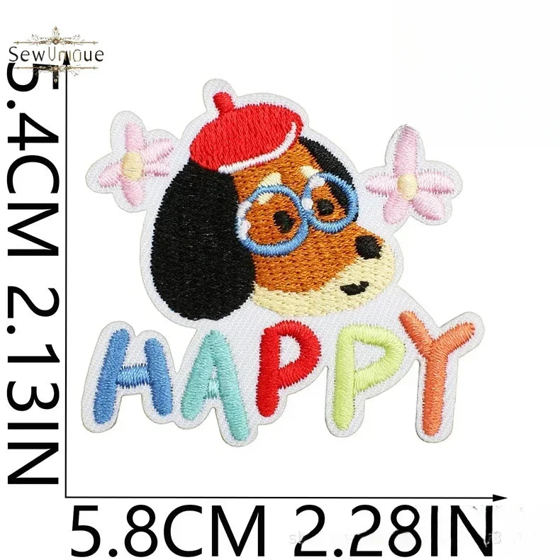 Korean Cute Dachshund Dog Embroidery Cloth Sticker DIY Bag Dress Up Puppy Patch Ironing DIY Apparel Sewing Supplies - Ice Cream Cake