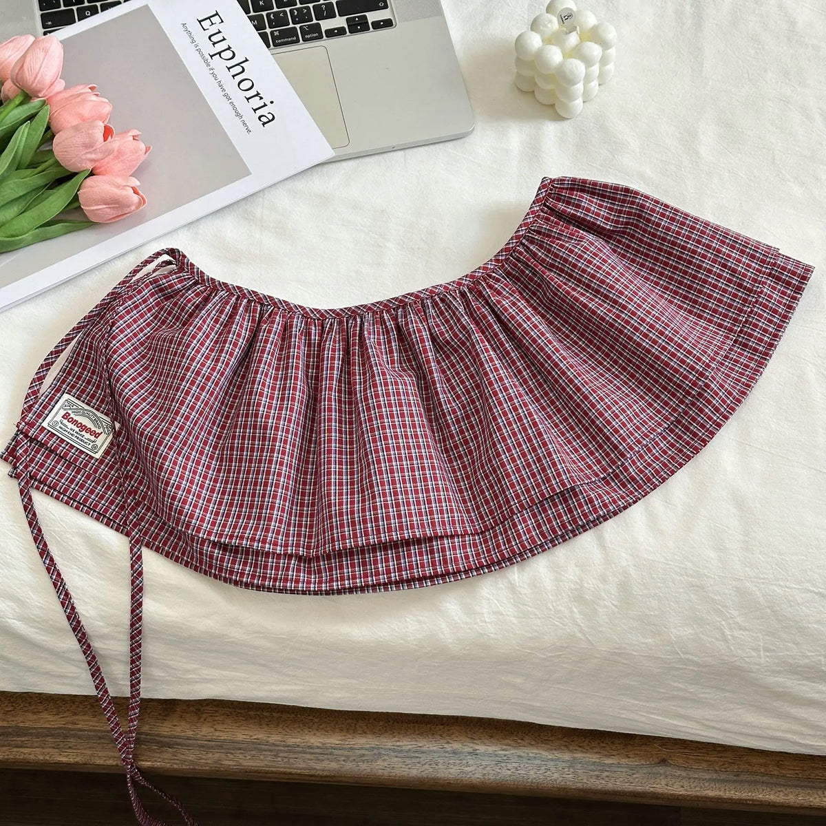 Mini Layered Gingham Wrap Skirt - Ice Cream Cake