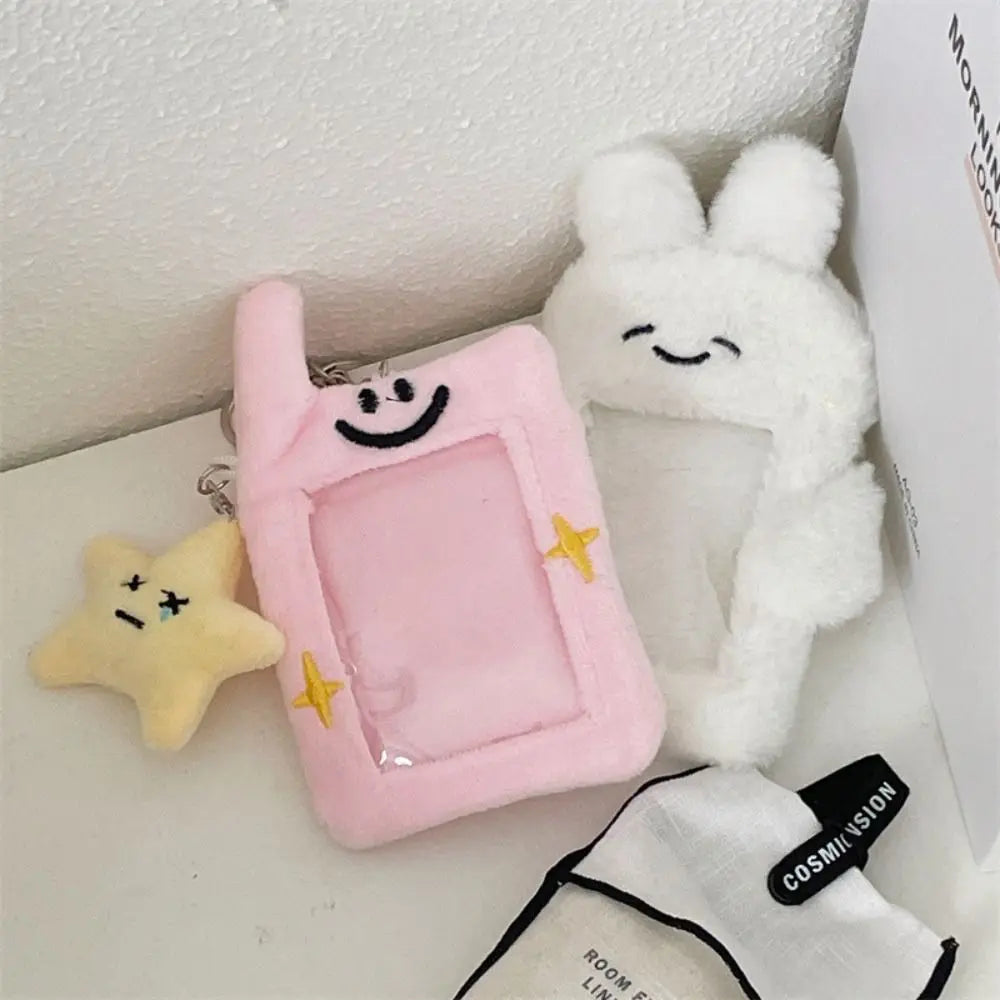 Plush Character Photo Card Holder Keychain