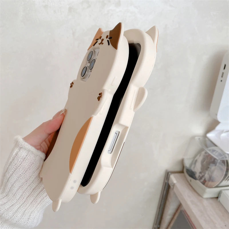 Cartoon Cute Cat Silicone Soft Case for IPhone 17 16 15 14 13 Pro Max Plus 17Pro 16Pro IPhone17 ProMax IPones Women Girls Cover - Ice Cream Cake