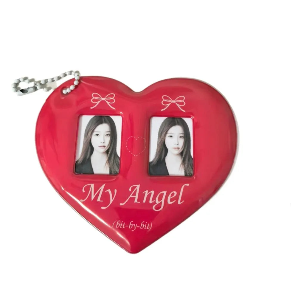 Creative Love Heart Photocard Holder 1 inch with Keychain Idol Photo Protective Cover Cute Colorful Card Holder for Girls - Ice Cream Cake