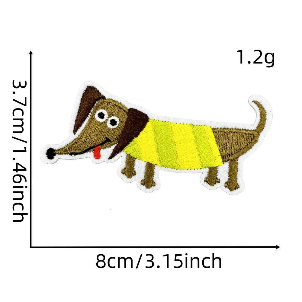 Cartoon Dachshund Embroidered Iron on Patch