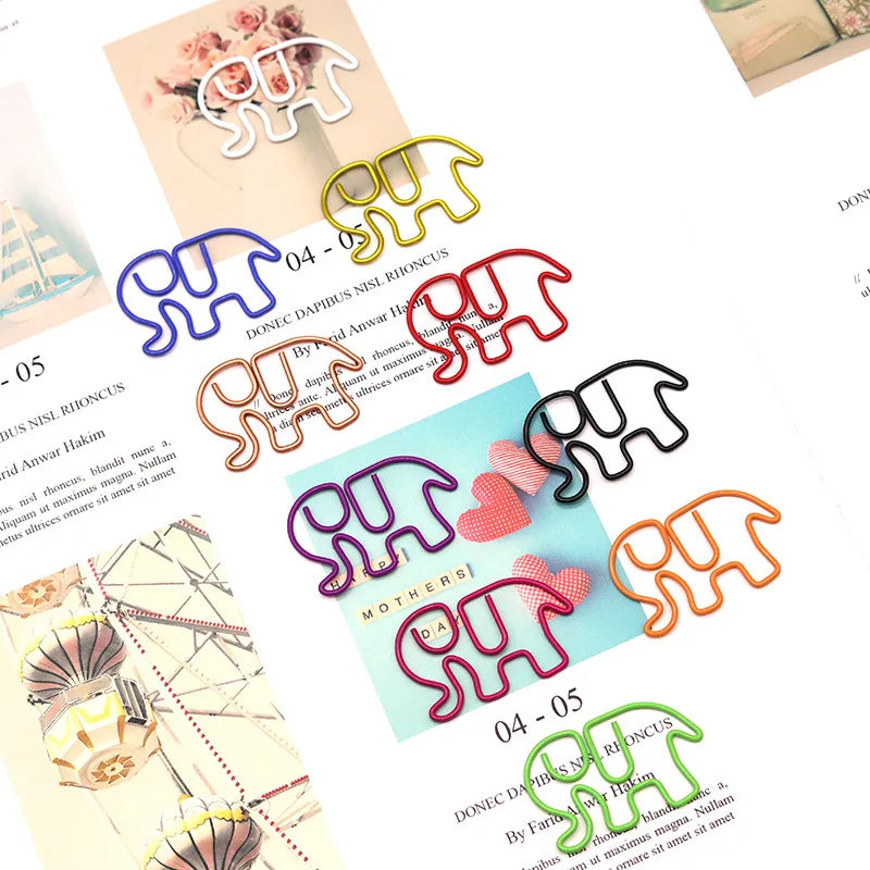 10-100pcs Color Creative Elephant Paper Clip Cartoon Cute Student Paperpin Special-shaped Paper Clip Office Stationery Paperclip - Ice Cream Cake