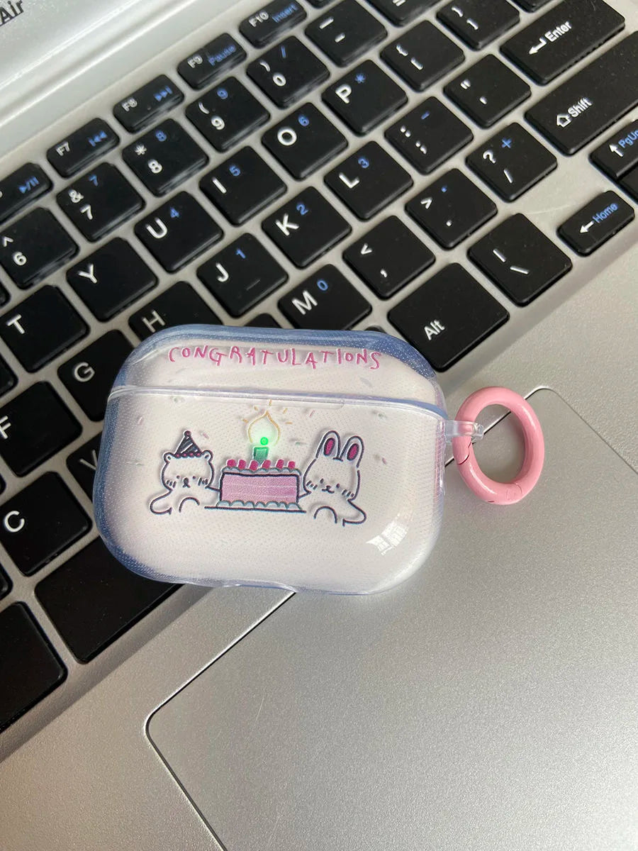 Bear and Bunny Birthday Party AirPods Charger Case Cover