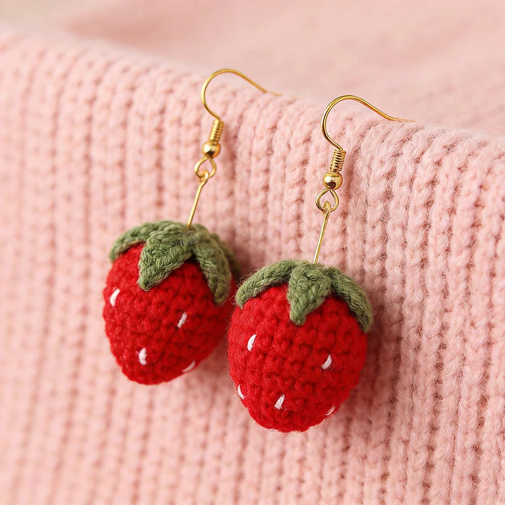 Crochet Fruit Earrings (8 Designs) - Ice Cream Cake