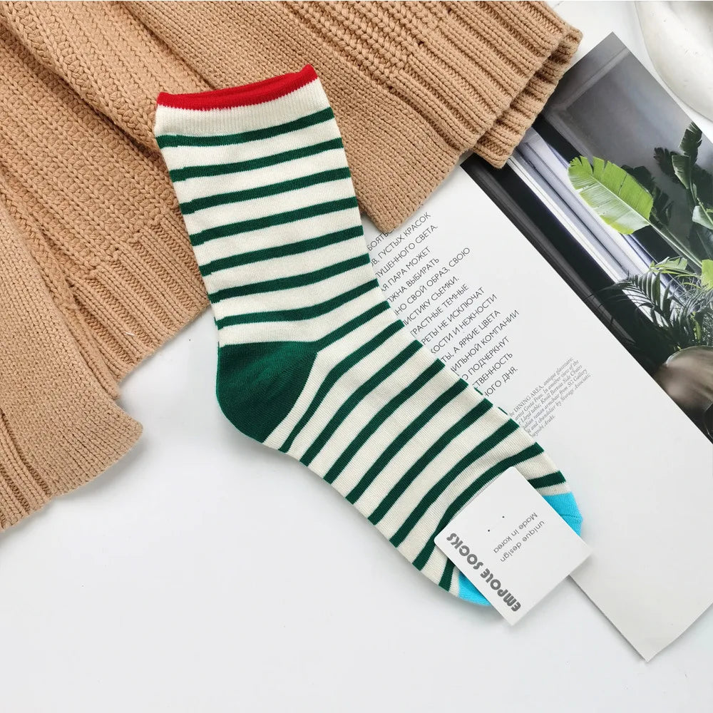 Contrast Stripe Crew Socks