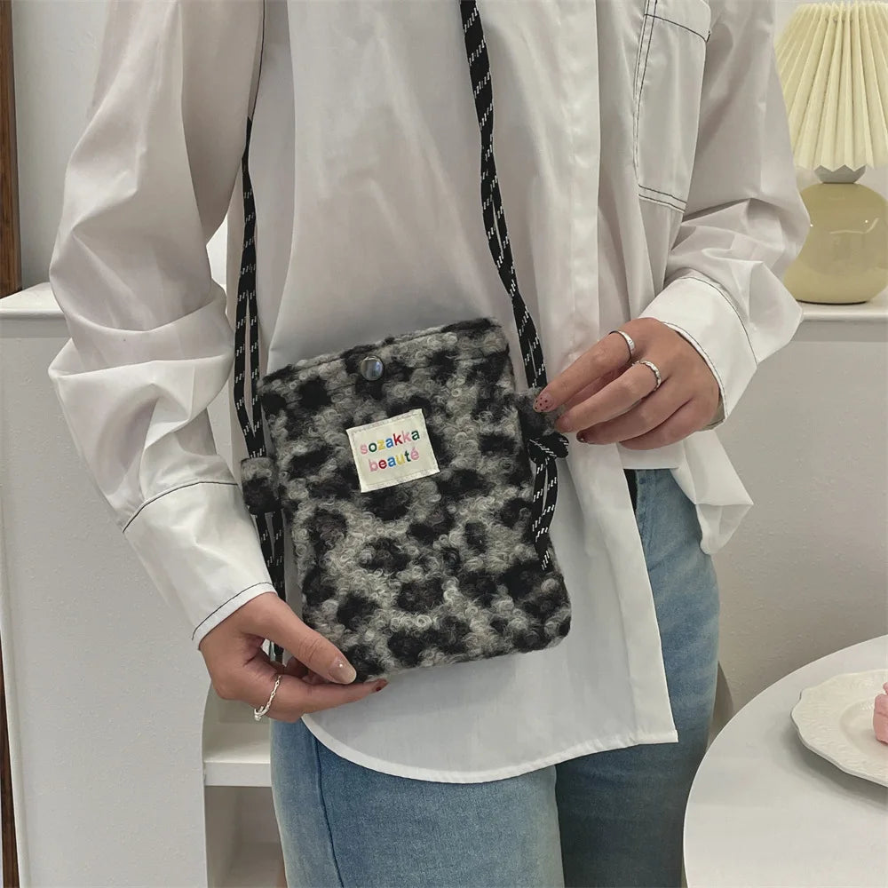 Teddy Fur Plush Pattern Shoulder Bag