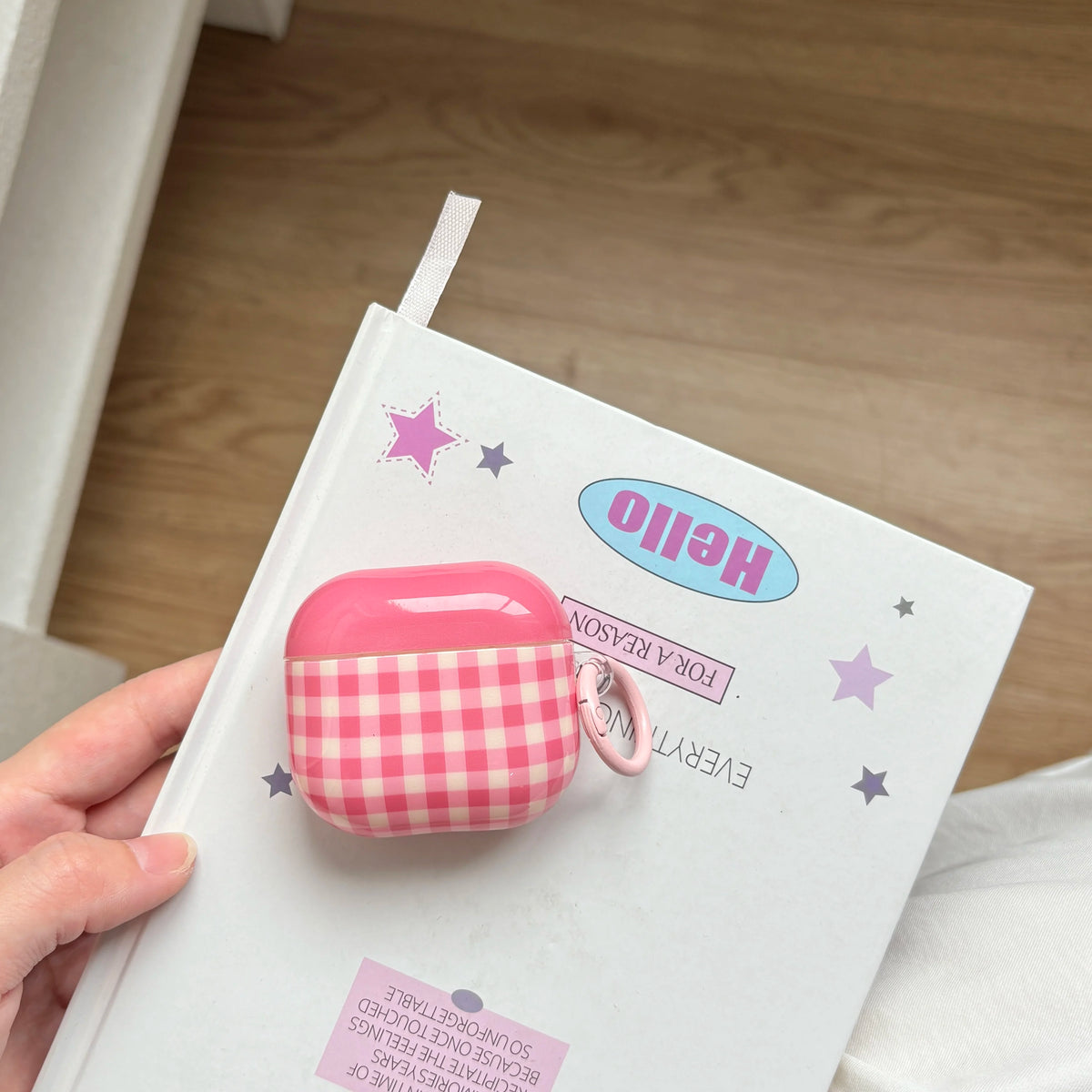 Lovely Pink Checkered Blue Stripe Pattern Dopamine Color Series Protective Earphone Case Suitable for AirPods 1 2 3 4 Pro 2 Pro3 - Ice Cream Cake