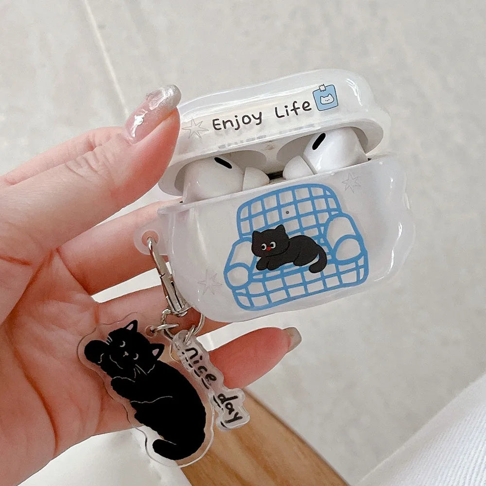 Black Cat AirPods Charger Case Cover
