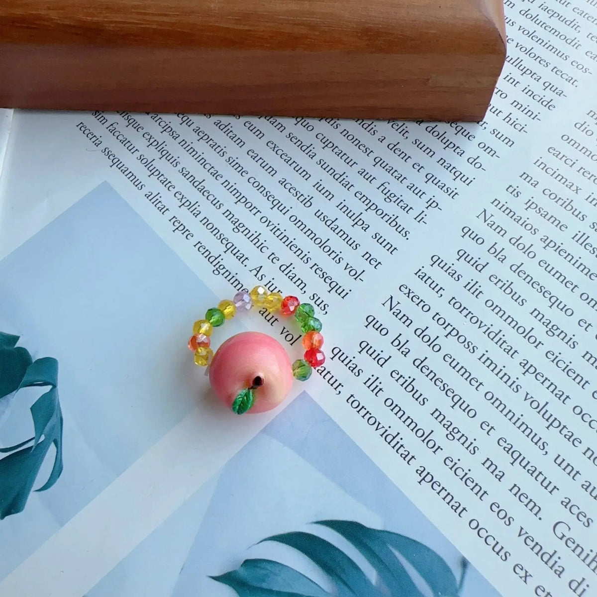 Beaded Fruit Charm Rings