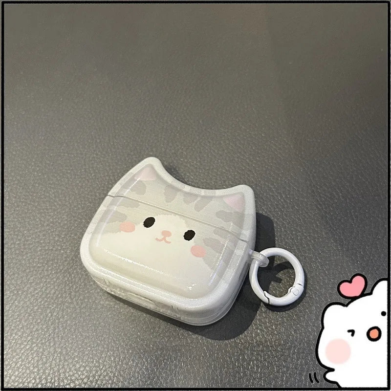 Sweet Babe Cute Sleepy Kitty Transparent AirPods Case For AirPods Pro 1st 2nd 3rd 4th Gen  Earphone Cover With Key Ring - Ice Cream Cake
