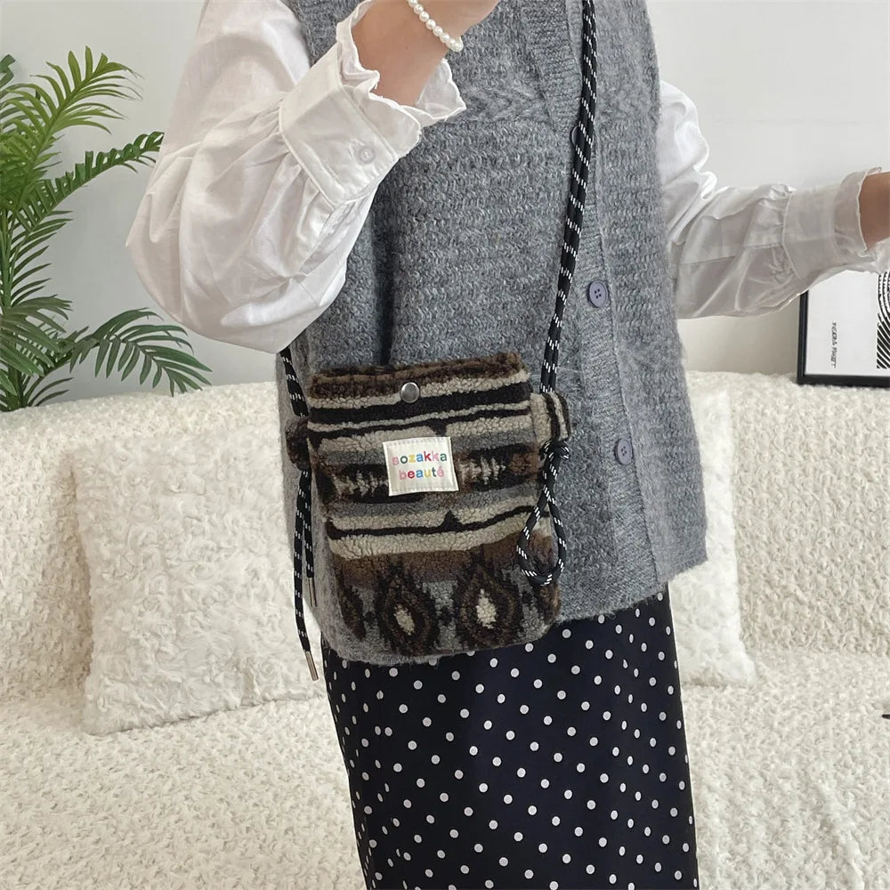 Teddy Fur Plush Pattern Shoulder Bag
