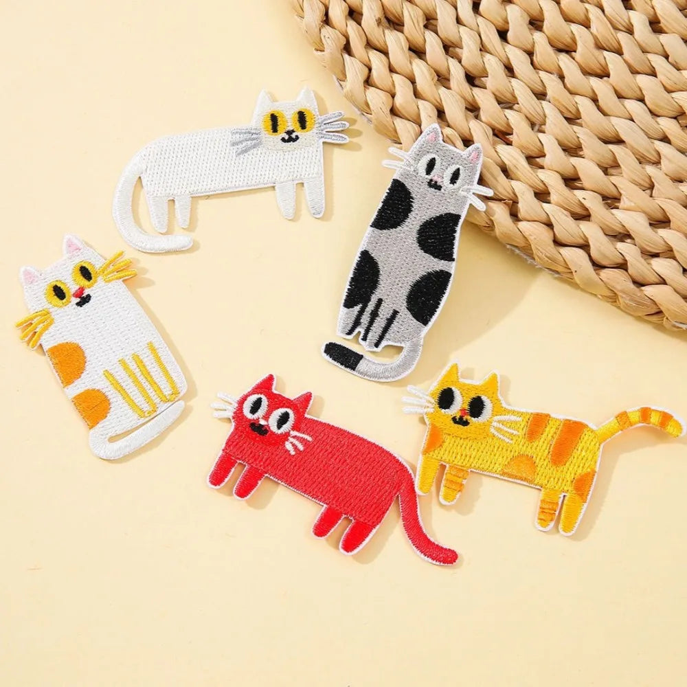 Cartoon Cat Embroidered Iron-On Patch