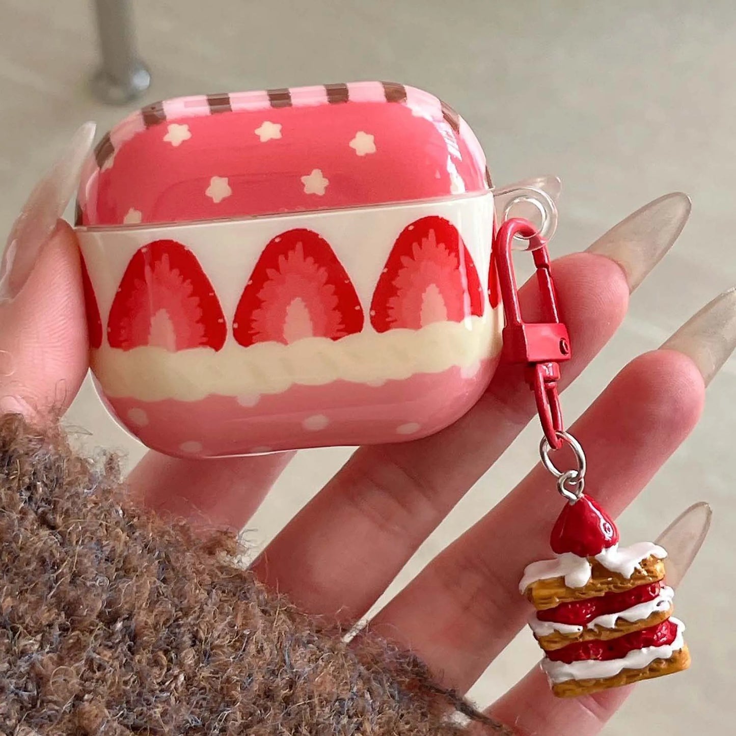 Sweet strawberry stars pendant cake imd earphone case wireless bluetooth charging box for apple airpods 1 2 3 4 pro 2nd cover - Ice Cream Cake