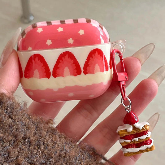 Sweet strawberry stars pendant cake imd earphone case wireless bluetooth charging box for apple airpods 1 2 3 4 pro 2nd cover - Ice Cream Cake
