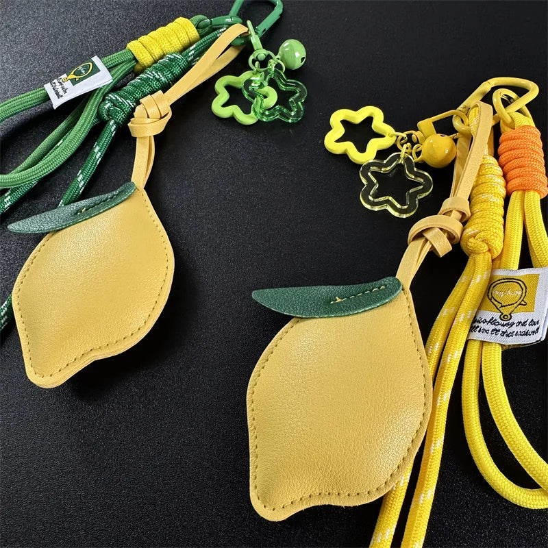 Cute Fruit Keychain Cartoon Lemon PU Leather Bag Pendant Birthday Gifts Car Keyring Girl/Boy - Ice Cream Cake