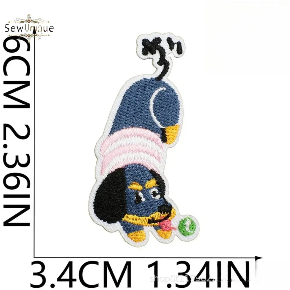 Korean Cute Dachshund Dog Embroidery Cloth Sticker DIY Bag Dress Up Puppy Patch Ironing DIY Apparel Sewing Supplies - Ice Cream Cake