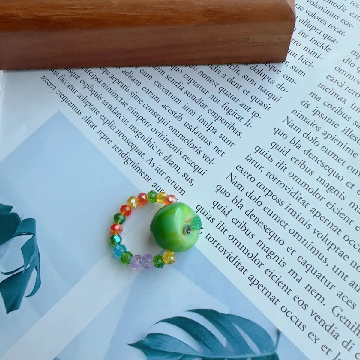 Beaded Fruit Charm Rings