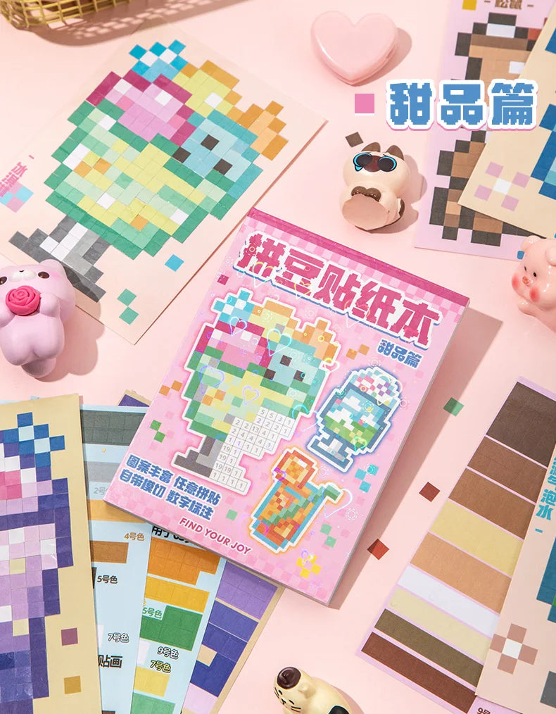 Colour By Numbers Pixel Sticker Book (4 Designs) - Ice Cream Cake