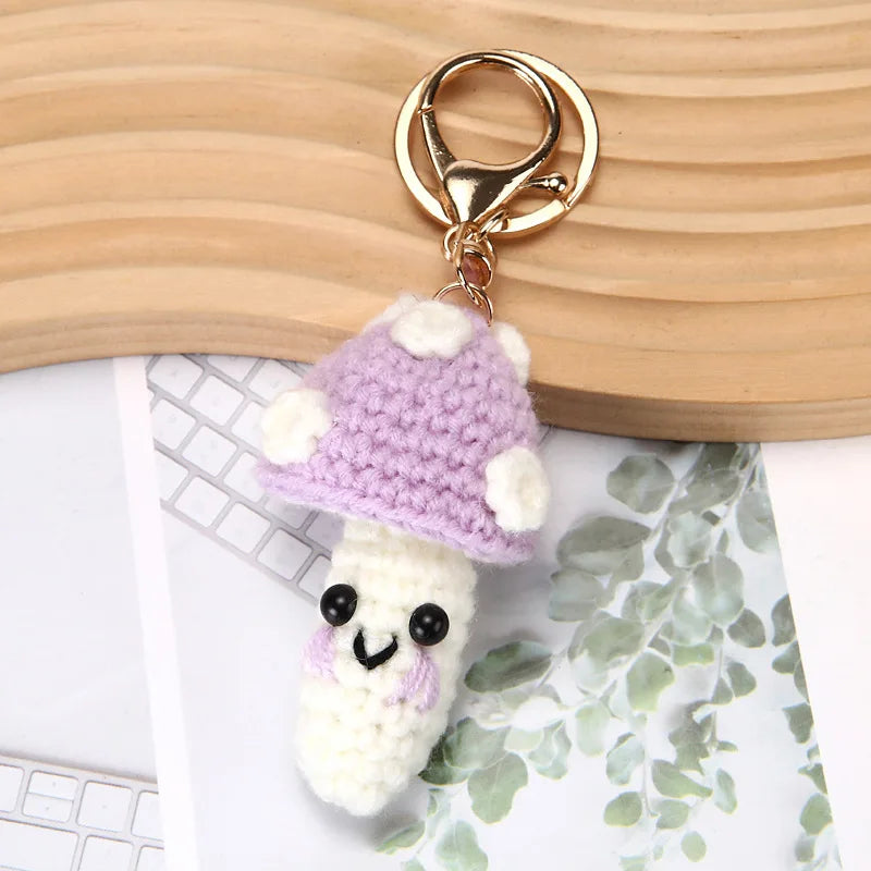 Handmade Crochet Mushroom Keychain Charm